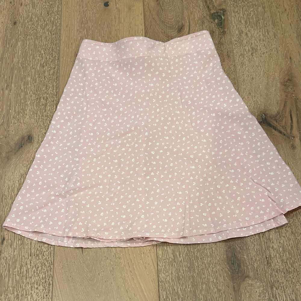 Brandy Melville Light Pink Floral Wrap Around Skirt